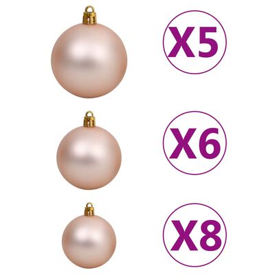 vidaXL Künstlicher Halb-Weihnachtsbaum Beleuchtung Kugeln Grün 150 cm