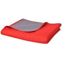 vidaXL Zweiseitige Tagesdecke Gesteppt Rot und Grau 170x210 cm