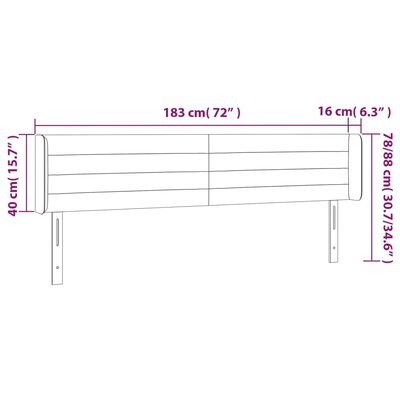 vidaXL LED Kopfteil Dunkelgrau 183x16x78/88 cm Samt