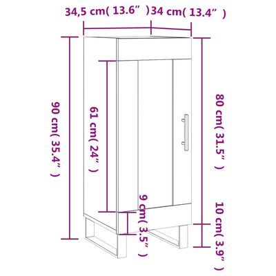 vidaXL Sideboard Weiß 34,5x34x90 cm Holzwerkstoff