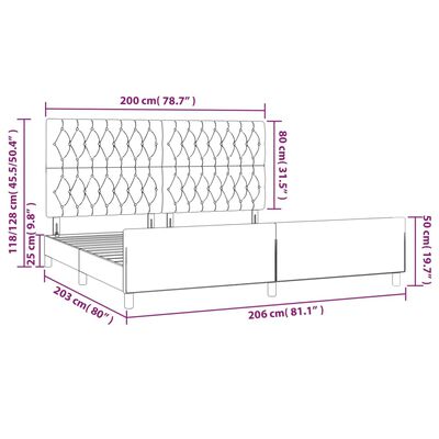 vidaXL Bettgestell mit Kopfteil Hellgrau 200x200 cm Samt