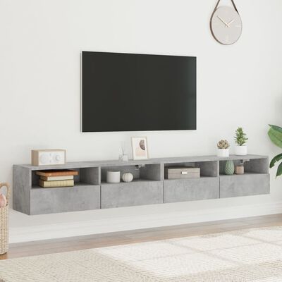 vidaXL TV-Wandschränke 2 Stk. Betongrau 100x30x30 cm Holzwerkstoff