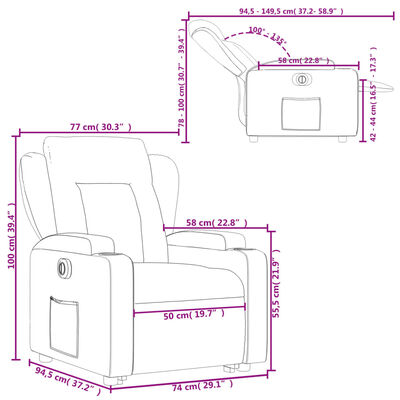 vidaXL Relaxsessel mit Aufstehhilfe Elektrisch Creme Stoff