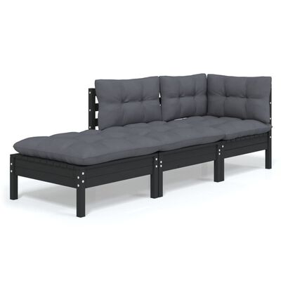 vidaXL 3-tlg. Garten-Lounge-Set mit Kissen Massivholz Kiefer