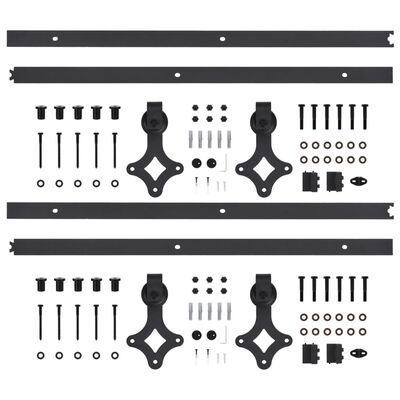 vidaXL Schiebetür-Beschlagsätze 2 Stk. 200 cm Stahl Schwarz