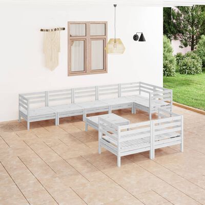 vidaXL 9-tlg. Garten-Lounge-Set Massivholz Kiefer Weiß