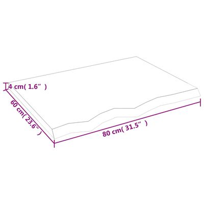 vidaXL Tischplatte 80x60x(2-4) cm Massivholz Eiche Unbehandelt