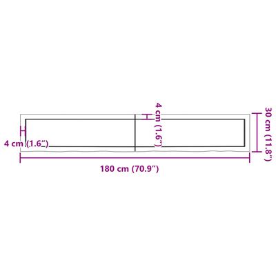 vidaXL Tischplatte 180x40x(2-6) cm Massivholz Eiche Unbehandelt