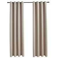 vidaXL Verdunkelungsvorhänge mit Metallösen 2 Stk. Beige 140x175 cm