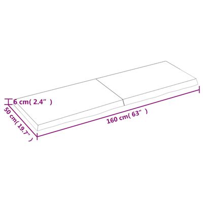 vidaXL Tischplatte Hellbraun 160x50x(2-6)cm Massivholz Eiche Behandelt