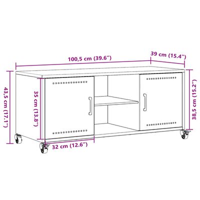 vidaXL TV-Schrank Rosa 100,5x39x43,5 cm Stahl