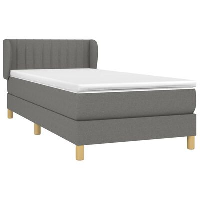 vidaXL Boxspringbett mit Matratze Dunkelgrau 80x200 cm Stoff