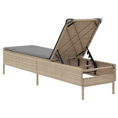 vidaXL Sonnenliege mit Auflage Beige Poly Rattan