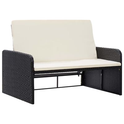 vidaXL 2-tlg. Garten-Lounge-Set mit Auflagen Poly Rattan Schwarz