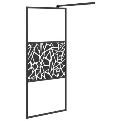 vidaXL Duschwand mit Ablage für Walk-In-Dusche Schwarz 90x195 cm ESG