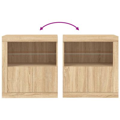 vidaXL Sideboard mit LED-Leuchten Sonoma-Eiche 60,5x37x67 cm