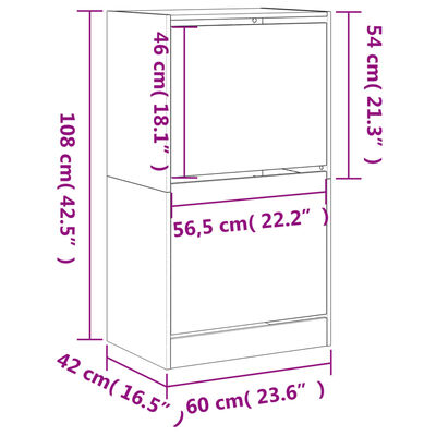 vidaXL Schuhschrank mit 2 Klappen Schwarz 60x42x108 cm