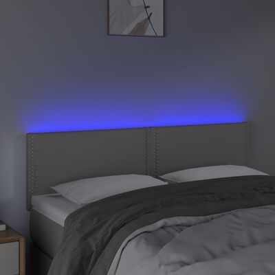 vidaXL LED Kopfteil Grau 144x5x78/88 cm Kunstleder