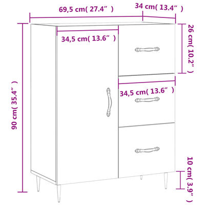 vidaXL Sideboard Weiß 69,5x34x90 cm Holzwerkstoff