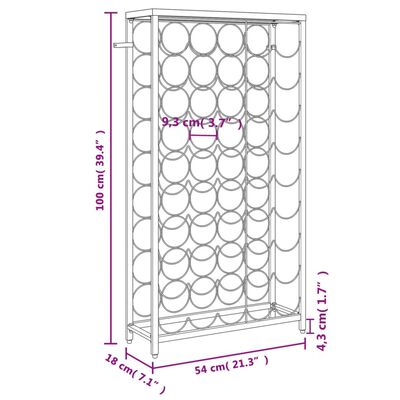 vidaXL Weinregal für 45 Flaschen Schwarz 54x18x100 cm Schmiedeeisen