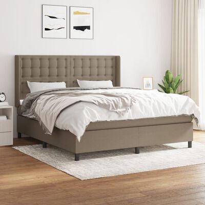 vidaXL Boxspringbett mit Matratze Taupe 160x200 cm Stoff