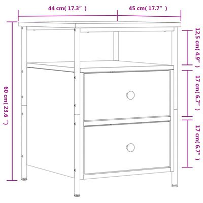 vidaXL Nachttische 2 Stk. Braun Eichen-Optik 44x45x60 cm Holzwerkstoff