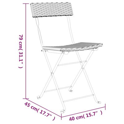 vidaXL Bistrostühle 8 Stk. Klappbar Schwarz Poly Rattan und Stahl