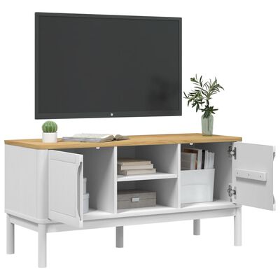 vidaXL TV-Schrank FLORO Weiß 114x43x55 cm Massivholz Kiefer