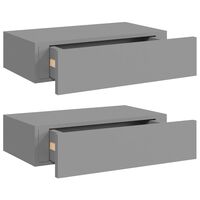 vidaXL Wandregale mit Schubladen 2 Stk. Grau 40x23,5x10 cm MDF