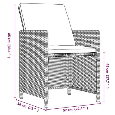 vidaXL 21-tlg. Garten-Essgruppe mit Kissen Schwarz Poly Rattan