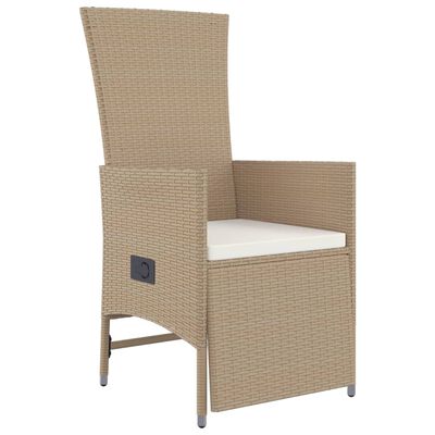 vidaXL 3-tlg. Garten-Essgruppe mit Kissen Beige Poly Rattan