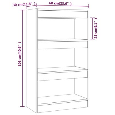 vidaXL Bücherregal/Raumteiler Grau Sonoma 60x30x103 cm Holzwerkstoff