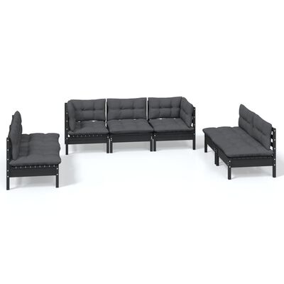 vidaXL 7-tlg. Garten-Lounge-Set mit Kissen Massivholz Kiefer