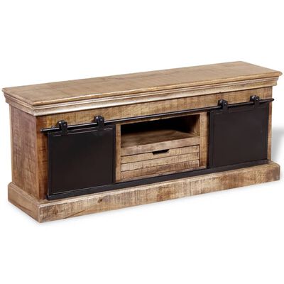 vidaXL TV-Schrank mit 2 Schiebetüren Massivholz Mango 110x30x45 cm