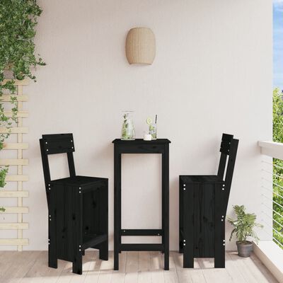 vidaXL Barhocker 2 Stk. Schwarz 40x48,5x115,5cm Massivholz Kiefer