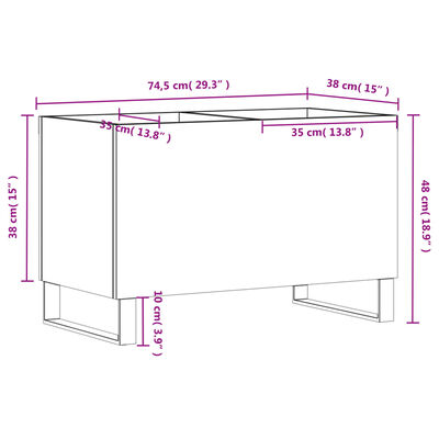 vidaXL Plattenschrank Räuchereiche 74,5x38x48 cm Holzwerkstoff