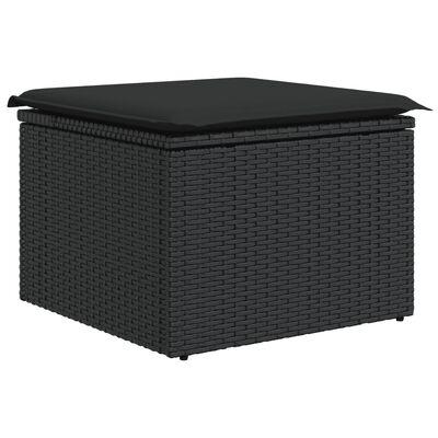 vidaXL 13-tlg. Garten-Sofagarnitur mit Kissen Schwarz Poly Rattan