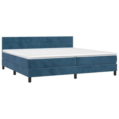 vidaXL Boxspringbett mit Matratze & LED Dunkelblau 200x200 cm Samt