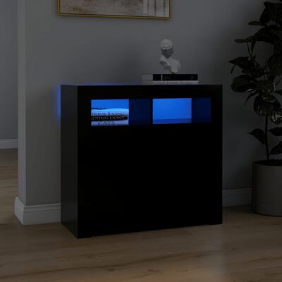 vidaXL Sideboard mit LED-Leuchten Schwarz 80x35x75 cm