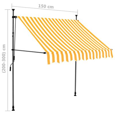 vidaXL Einziehbare Markise Handbetrieben mit LED 150 cm Weiß Orange