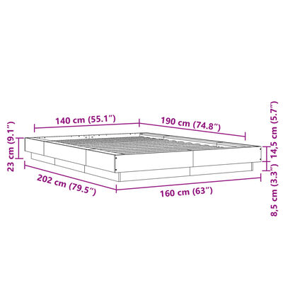 vidaXL Bettgestell Schwarz 140x190 cm Holzwerkstoff