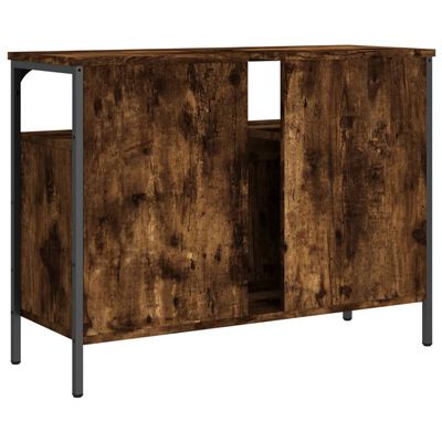 vidaXL Waschbeckenunterschrank Räuchereiche 80x30x60 cm Holzwerkstoff