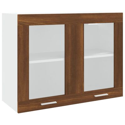 vidaXL Hängeschrank Glas Braun Eichen-Optik 80x31x60 cm Holzwerkstoff