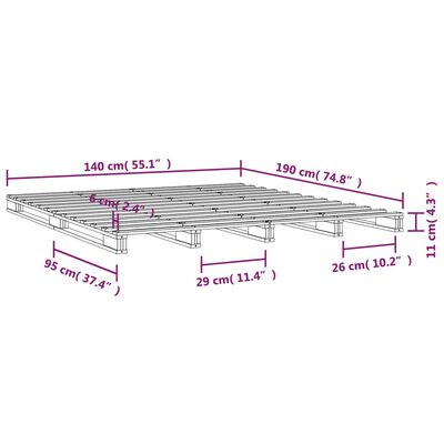 vidaXL Palettenbett Weiß 140x190 cm Massivholz Kiefer