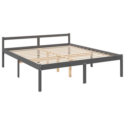 vidaXL Seniorenbett mit Kopfteil 200x200 cm Grau Massivholz