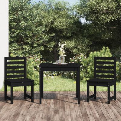 vidaXL 3-tlg. Garten-Bistro-Set Schwarz Massivholz Kiefer