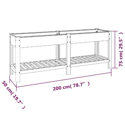 vidaXL Garten-Hochbeet mit Ablage Grau 200x50x75 cm WPC