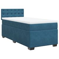 vidaXL Boxspringbett mit Matratze Dunkelblau 90x190 cm Samt