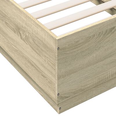 vidaXL Bettgestell mit LED Sonoma-Eiche 75x190 cm Holzwerkstoff