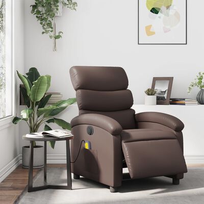 vidaXL Massagesessel Elektrisch Braun Kunstleder